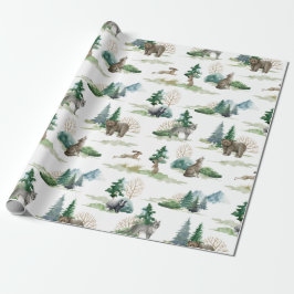 Rustic Woodland Forest Beer Wolf Hare Badger Gift Cadeaupapier