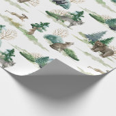 Rustic Woodland Forest Beer Wolf Hare Badger Gift Cadeaupapier (Hoek)