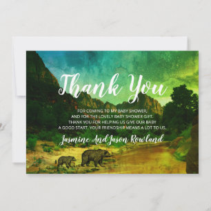 Rustic Woodland Forest Beren Baby shower Bedankkaart