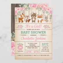 Rustic Woodland Forest Blush Flowers Baby shower