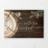 Rustic Woodland Forest bruiloft drievoudige uitnod Drieluik Uitnodiging (Cover)