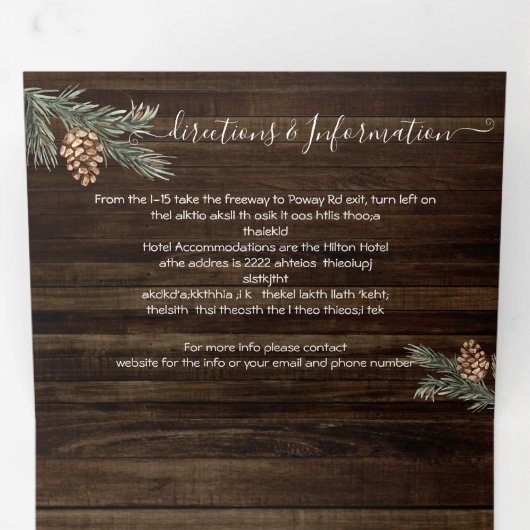 Rustic Woodland Forest bruiloft drievoudige uitnod Drieluik Uitnodiging (Binnenzijde eerst)