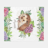 Rustic Woodland Forest Cute Floral Hedég Fleece Deken (Voorkant (Horizontaal))