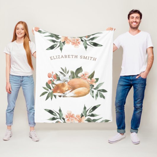 Rustic Woodland Forest Cute Sleeping Fox Fleece Deken (In situ)