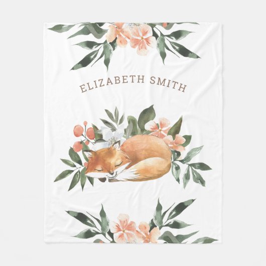 Rustic Woodland Forest Cute Sleeping Fox Fleece Deken (Voorkant)