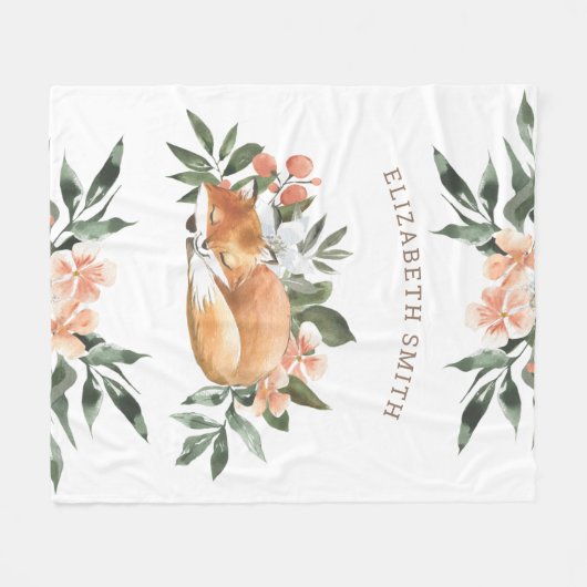 Rustic Woodland Forest Cute Sleeping Fox Fleece Deken (Voorkant (Horizontaal))
