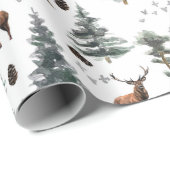 Rustic Woodland Forest Deer/Buck Christmas Cadeaupapier (Rol Hoek)