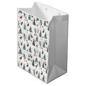 Rustic Woodland Forest Deer/Buck Christmas Medium Cadeauzakje (Voorkant Gekanteld)