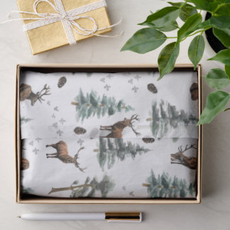 Rustic Woodland Forest Deer/Buck Christmas Tissuepapier