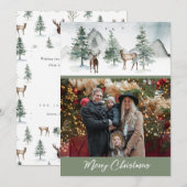 Rustic Woodland Forest Deer Kerstfotokaarten Feestdagenkaart (Voorkant / Achterkant)