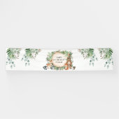 Rustic Woodland Forest Greenery Animals Birthday Spandoek (Horizontaal)