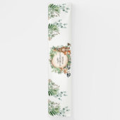 Rustic Woodland Forest Greenery Animals Birthday Spandoek (Verticaal)