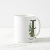 Rustic Woodland Forest Letter P | Naam monogram Koffiemok (Voorkant rechts)