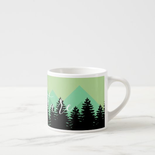 Rustic Woodland Forest & Mountains Adventure Espresso Kop (Rechts)