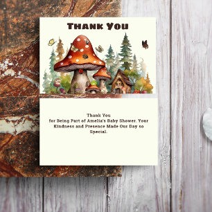 Rustic Woodland Forest Mushroom Baby shower Herfst Bedankkaart