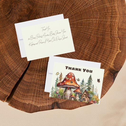 Rustic Woodland Forest Mushroom Baby shower Herfst Bedankkaart