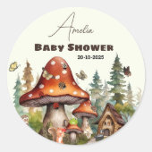 Rustic Woodland Forest Mushroom Baby shower Herfst Ronde Sticker (Voorkant)