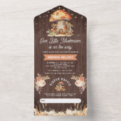 Rustic Woodland Forest Mushroom Wood Baby shower All In One Uitnodiging (Binnen)
