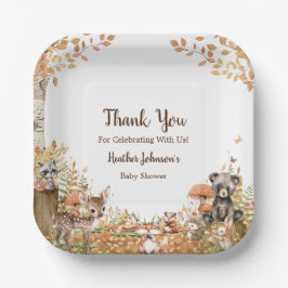 Rustic Woodland Forest Neutral Baby shower Papieren Bordje