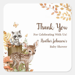 Rustic Woodland Forest Neutral Baby shower Vierkante Sticker