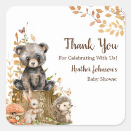 Rustic Woodland Forest Neutral Baby shower Vierkante Sticker