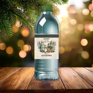 Rustic Woodland Forest Oh Boy Beer Baby shower Waterfles Etiket
