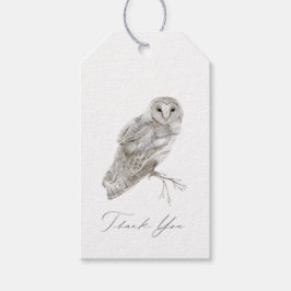 Rustic Woodland Forest Owl Waterverf Calligrafie Cadeaulabel