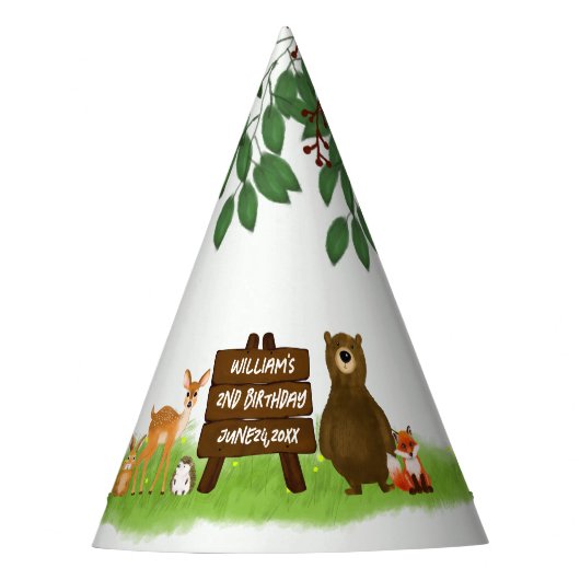 Rustic Woodland Forest Party Animals  Feesthoedjes (Voorkant)