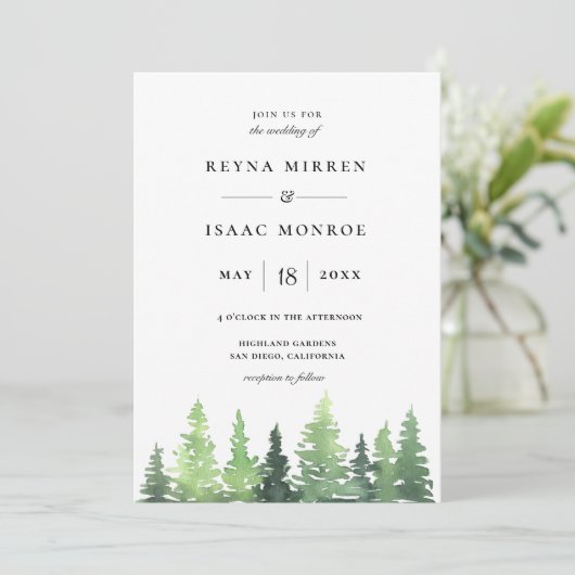 Rustic Woodland Forest Scene Wedding Kaart (Staand voorkant)