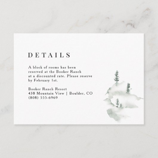 Rustic Woodland Forest Wedding Details Informatiekaartje (Voorkant)