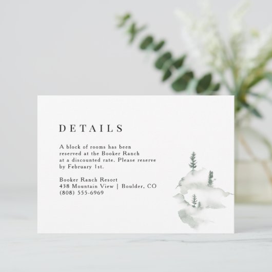 Rustic Woodland Forest Wedding Details Informatiekaartje (Staand voorkant)
