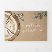 Rustic Woodland Forest Wedding Trivoudig Uitnodigi Drieluik Uitnodiging (Cover)