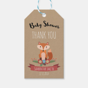 Rustic Woodland Fox Baby shower Gift Label Cadeaulabel