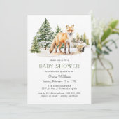 Rustic Woodland Fox | Baby shower van het winterbo Kaart (Staand voorkant)