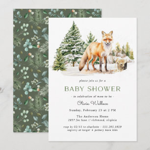 Rustic Woodland Fox   Baby shower van het winterbo Kaart