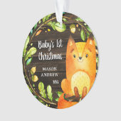 Rustic Woodland Fox Baby's Eerste Kerstmis Ornament (voorkant)