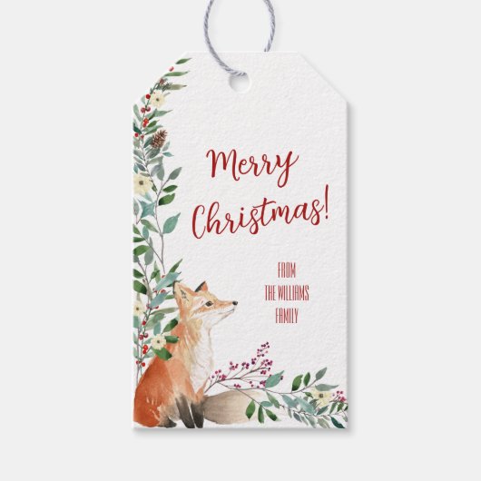 Rustic Woodland Fox Cadeaulabel (Voorkant)