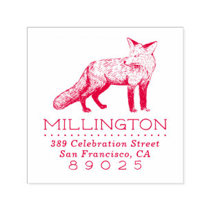 Rustic Woodland Fox Familienaam Return Address Zelfinktende Stempel