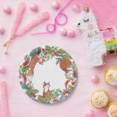 Rustic Woodland Fox Mushroom Berry Leaves Papieren Bordje (Feest)