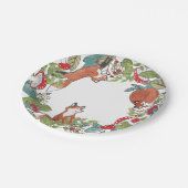 Rustic Woodland Fox Mushroom Berry Leaves Papieren Bordje (Gekanteld)