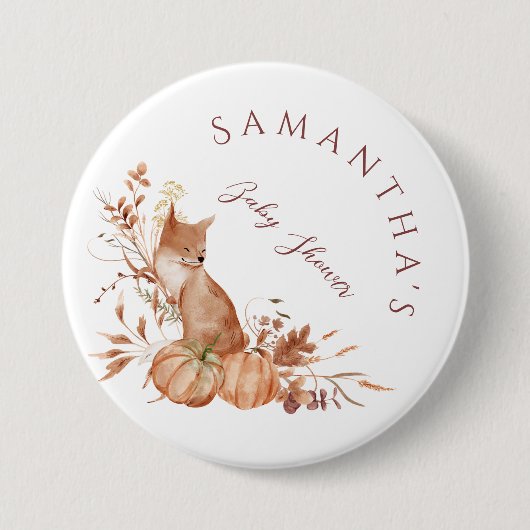 Rustic Woodland Fox Pumpkin Baby Shower Ronde Button 7,6 Cm (Voorkant)