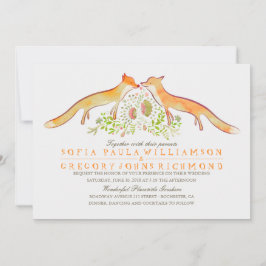 Rustic Woodland Fox Wedding Invitations Kaart
