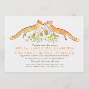 Rustic Woodland Fox Wedding Invitations Kaart