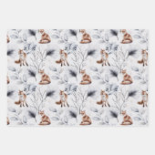 Rustic Woodland Fox Winter Leaves Inpakpapier Vel (Voorkant 3)