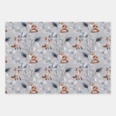 Rustic Woodland Fox Winter Leaves Inpakpapier Vel (Voorkant 2)