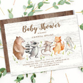 Rustic Woodland Friends Baby shower Invitation Kaart