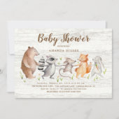 Rustic Woodland Friends Baby shower Invitation Kaart (Voorkant)