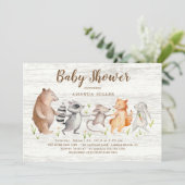 Rustic Woodland Friends Baby shower Invitation Kaart (Staand voorkant)
