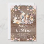 Rustic Woodland Friends Wild One Verjaardagsfeestj Kaart (Voorkant)