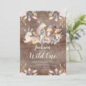 Rustic Woodland Friends Wild One Verjaardagsfeestj Kaart (Staand voorkant)